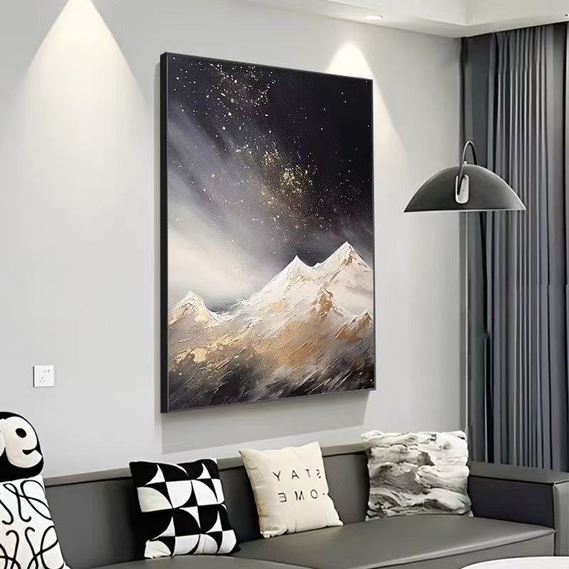 现代轻奢客厅沙发背景墙星空之巅装饰画百搭玄关走廊大白墙挂画