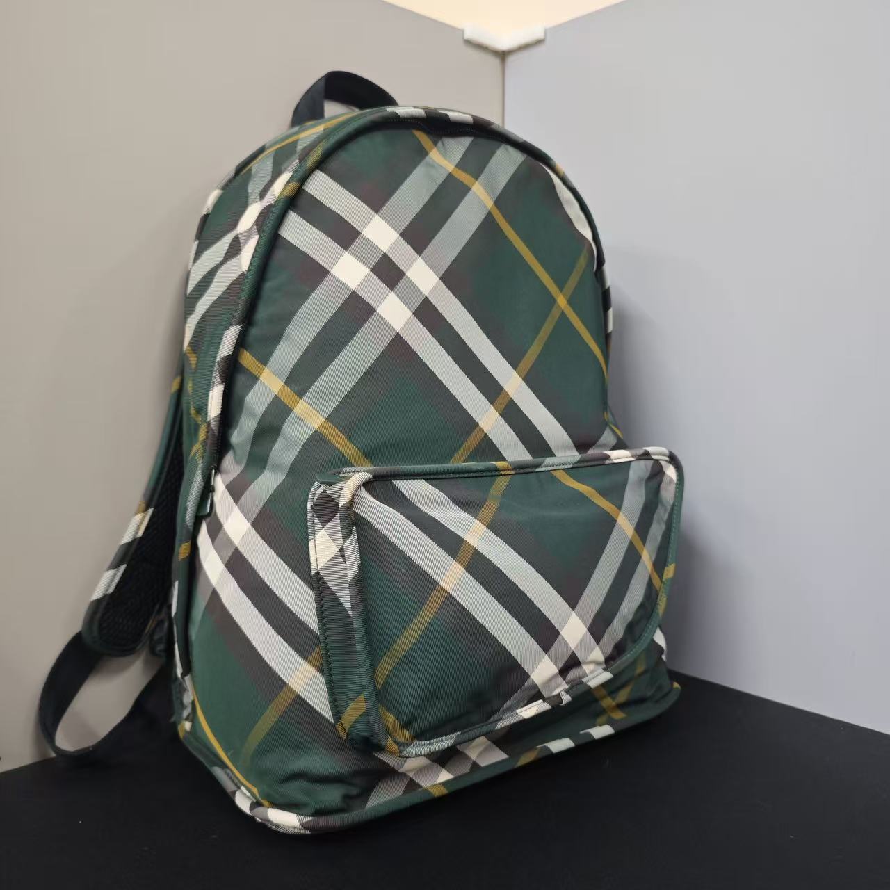95新 BURBERRY/博柏利 巴宝莉绿色条纹双肩7539/二奢包包