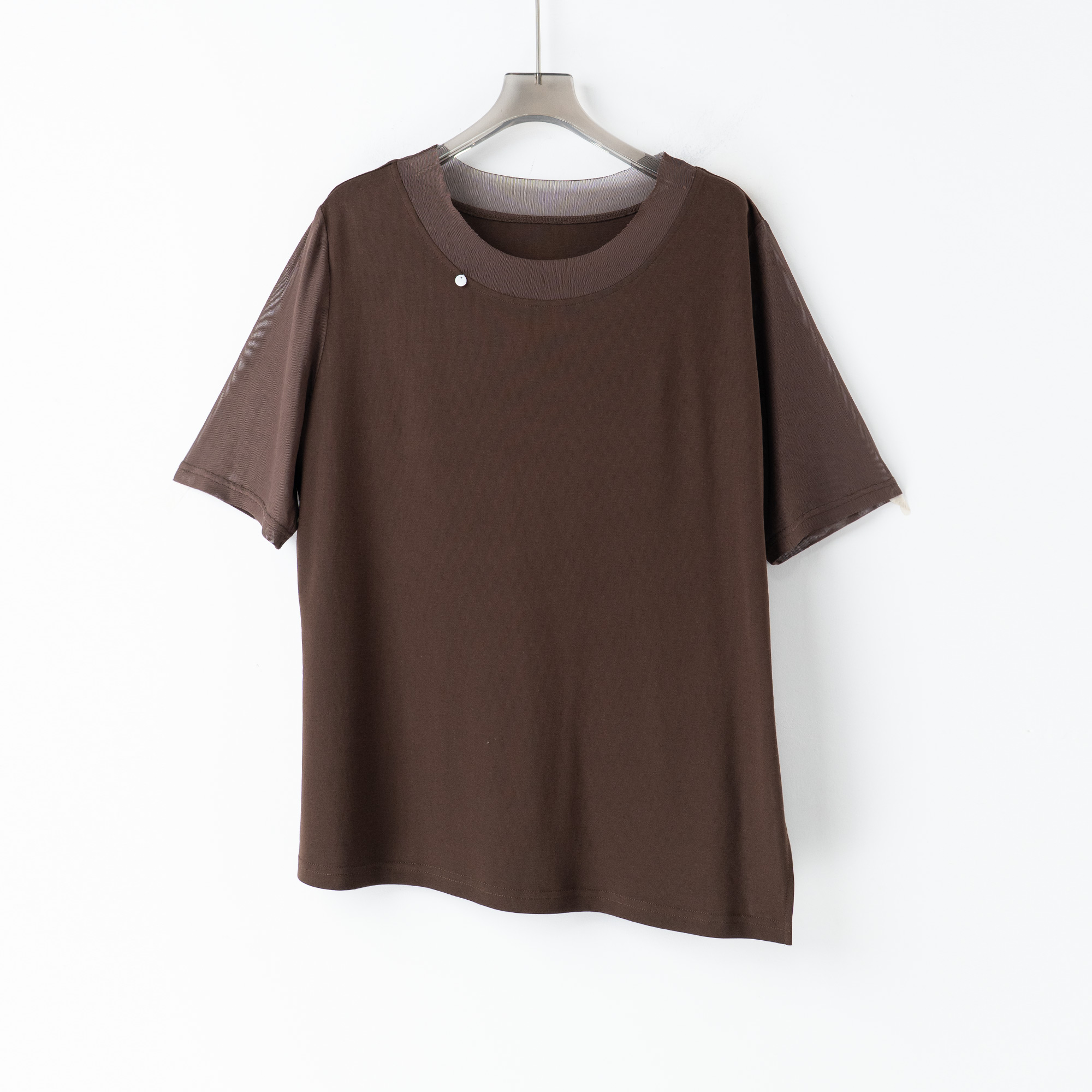 PS250421夏新款小众设计休闲时尚百搭短袖T恤针不规则下摆简约