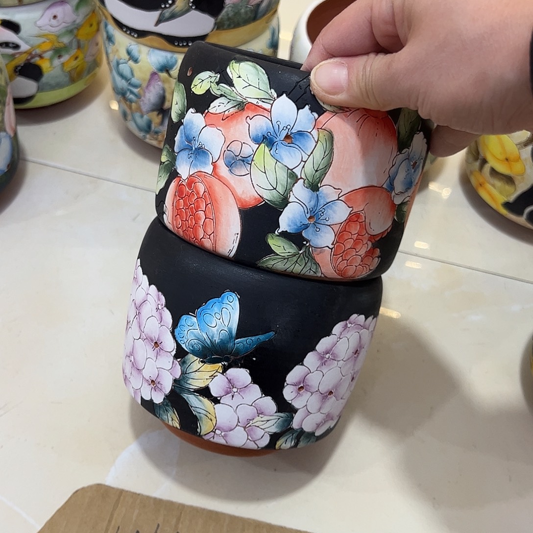 戦***️景德镇炫彩手绘陶瓷花盆