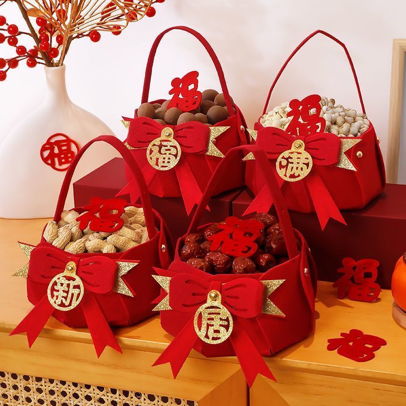 乔迁之喜装饰蝴蝶结手提篮子新房间布置搬家仪式用品礼品客厅摆件