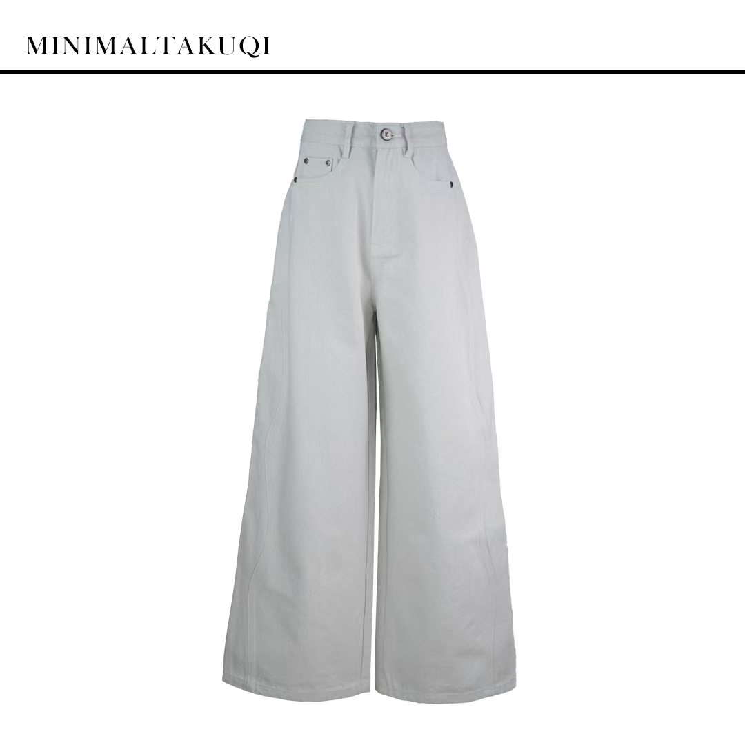 吉美•原创设计师款春季新款高腰直筒裤