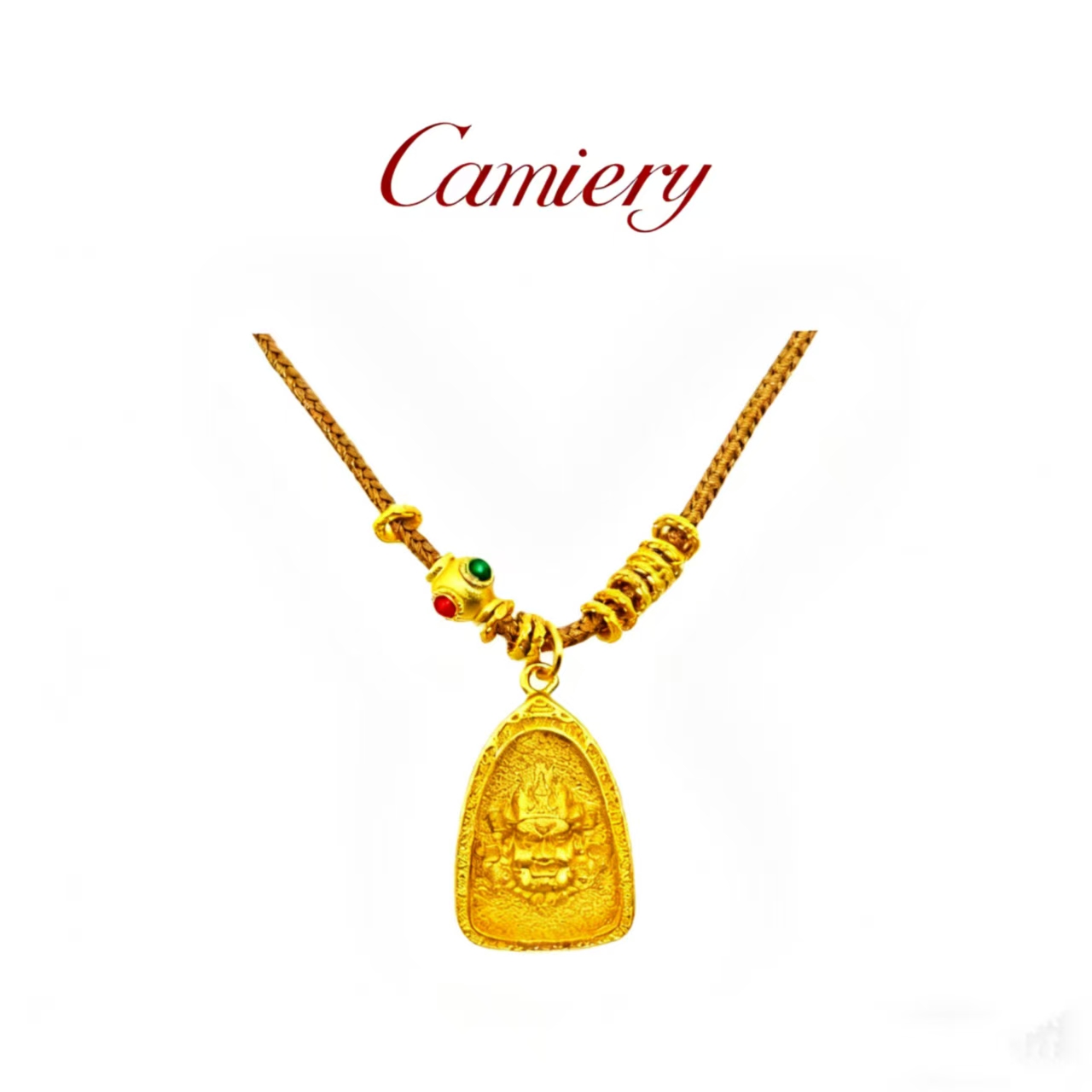 CAMIERY/卡美瑞 新中式轻奢立体黄财神三角牌项链