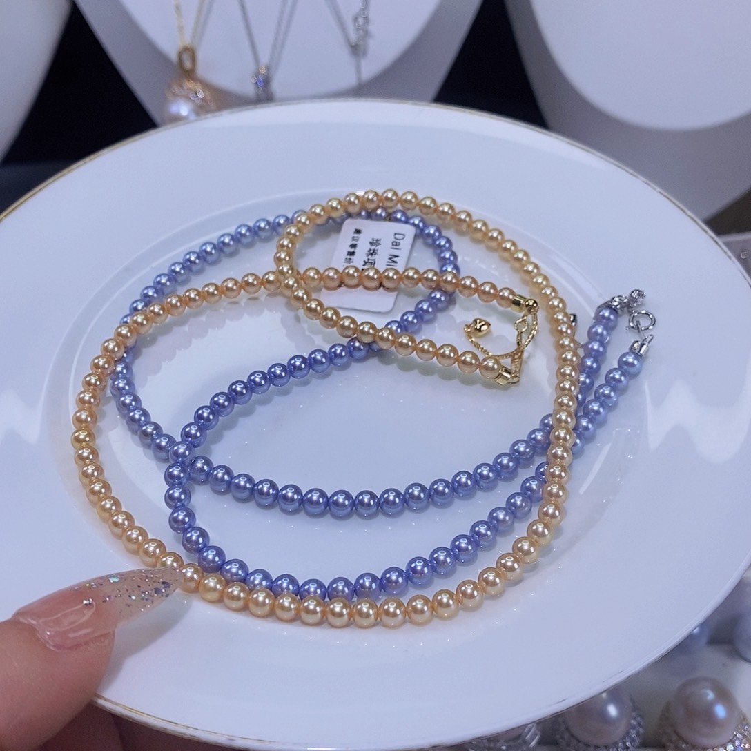 淡水珍珠颈饰银S925镶嵌上****）