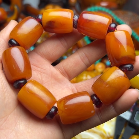 琥珀（花珀）手串未镶嵌蜜蜡