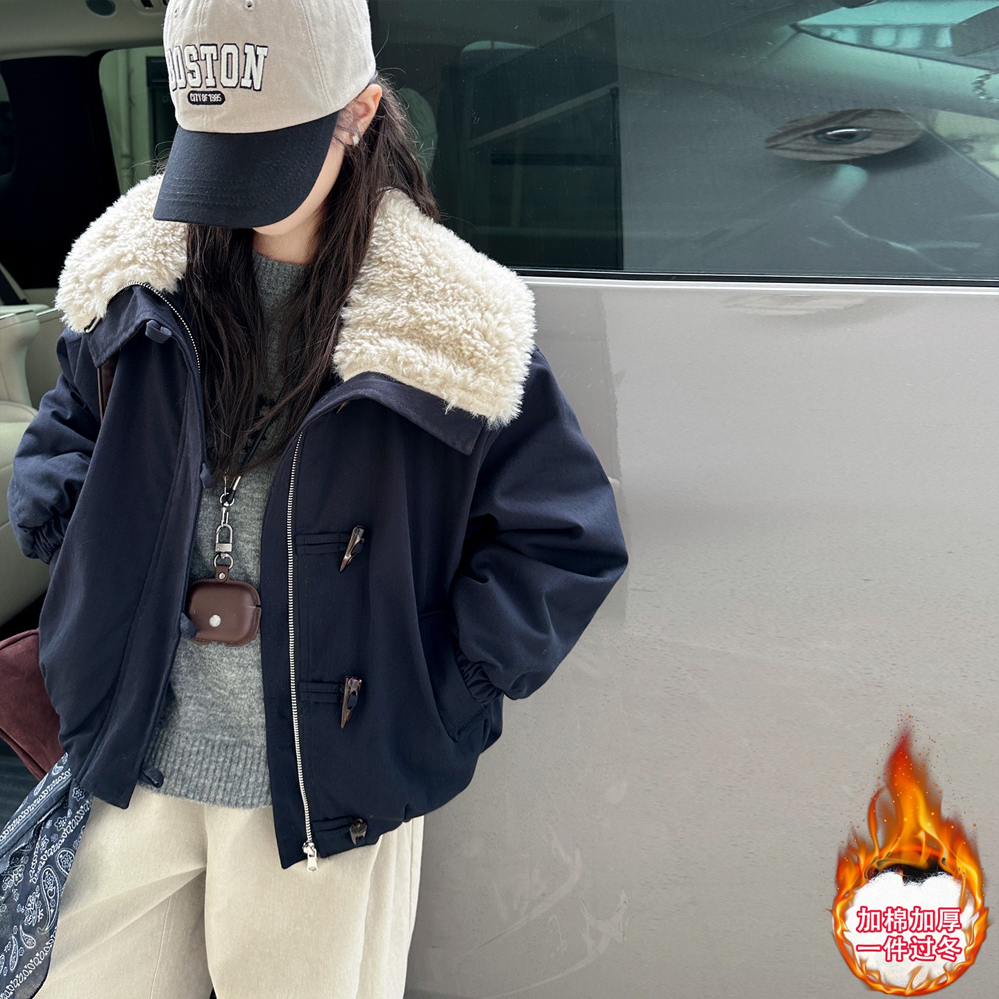 女童加厚外套2025新款儿童秋冬洋气夹棉派克服中大童冬季毛领上衣