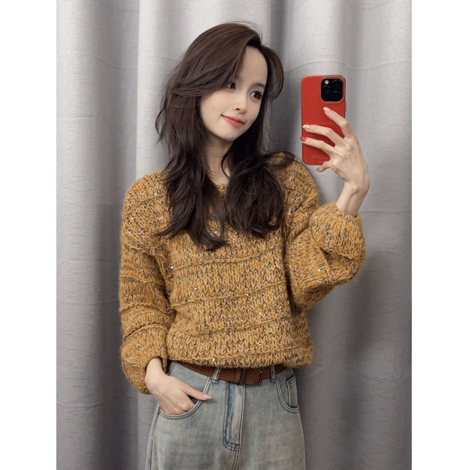 复古慵懒风紫色毛衣女秋冬季2025新款加厚宽松套头圆领针织衫上衣