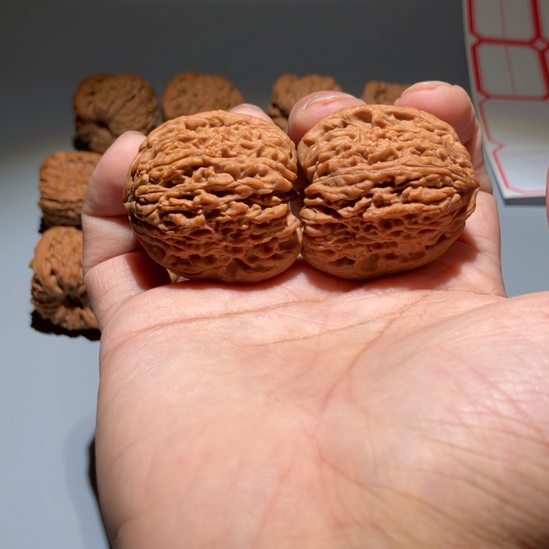 文玩核桃把件38尺全品高炮拉丝凹底涿鹿南疆石