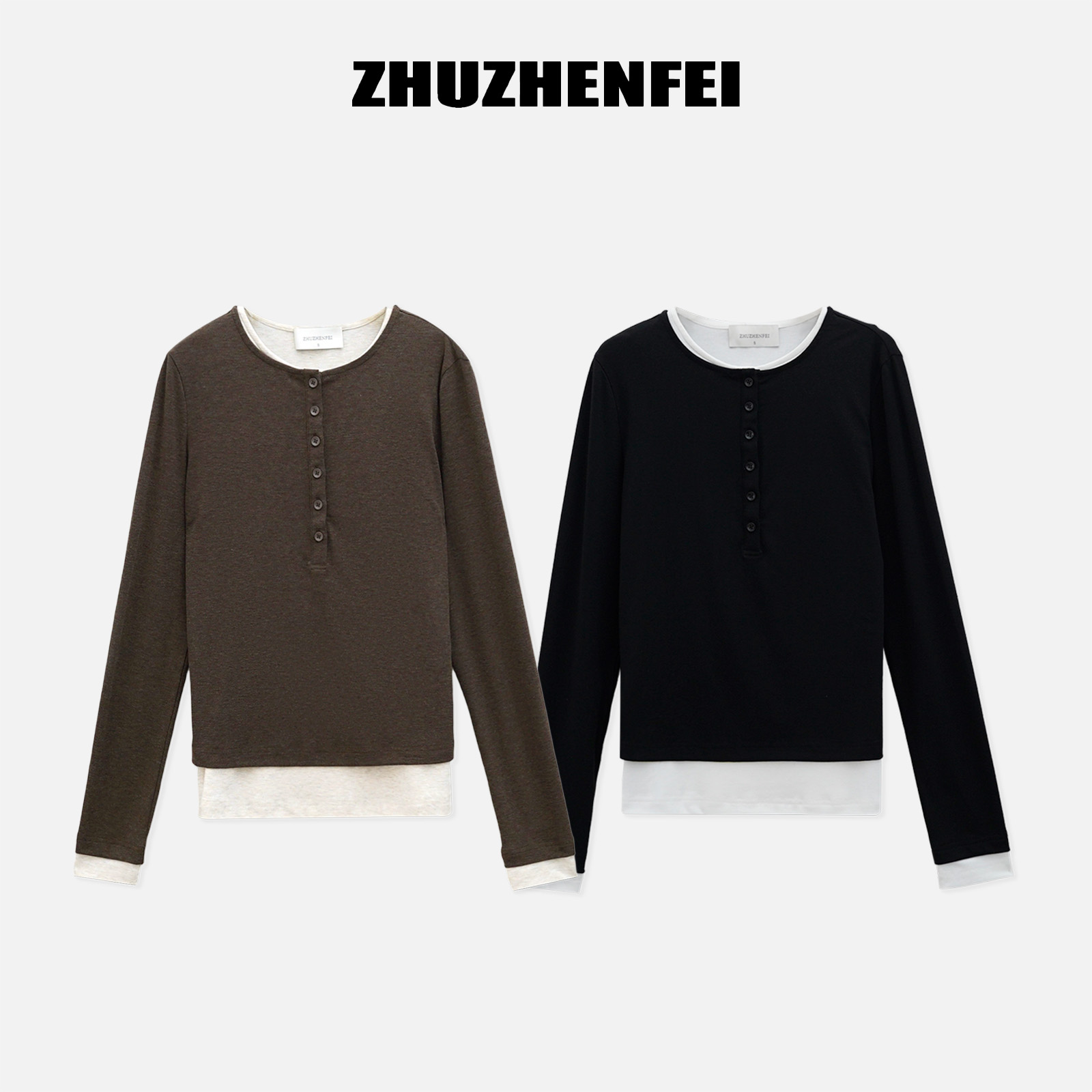 ZHUZHENFEI 舒适百搭休闲透气圆领打底衫-Z354003