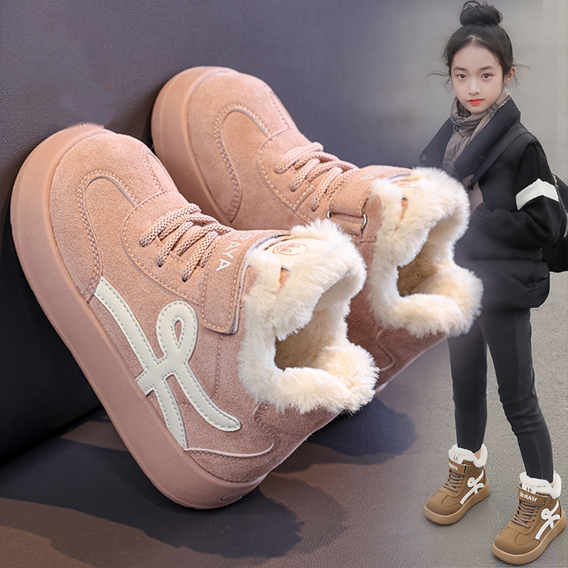 2025冬季爆款男女童雪地靴防滑防水保暖时尚加厚大棉短靴