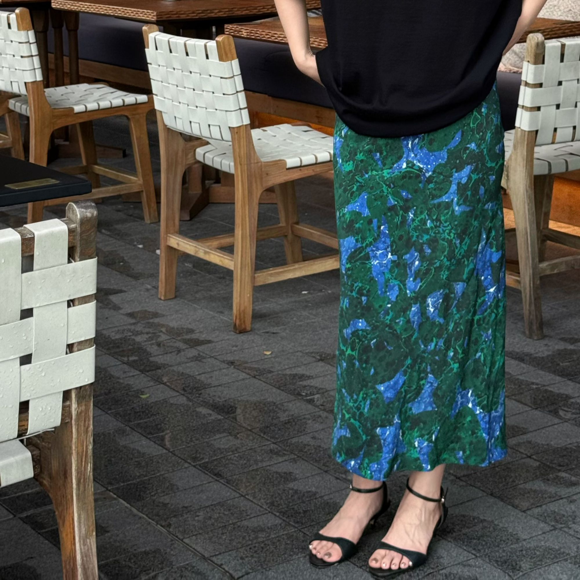 【CoruumNema】2025年新款印花气质绿色复古半身裙180392