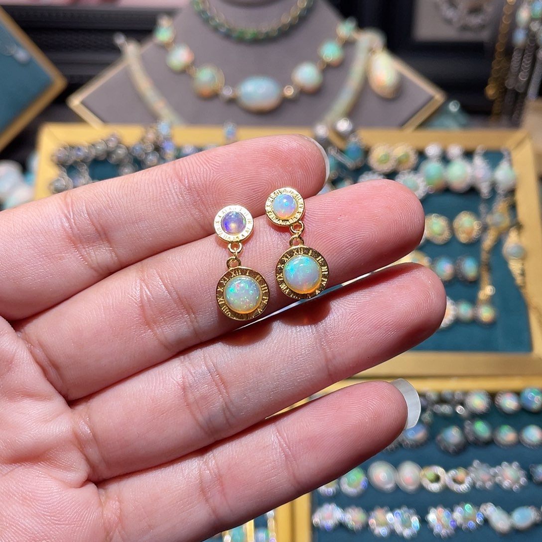 银S925镶嵌欧泊耳钉）-*7