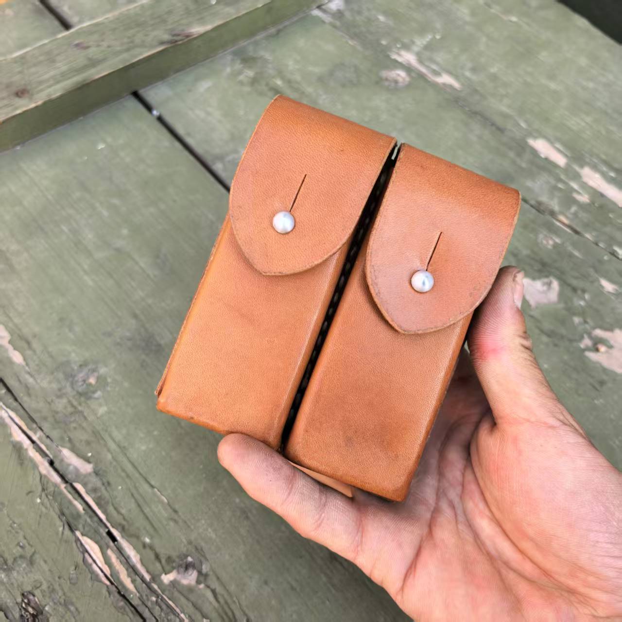 库存 54双联包 牛皮腰包