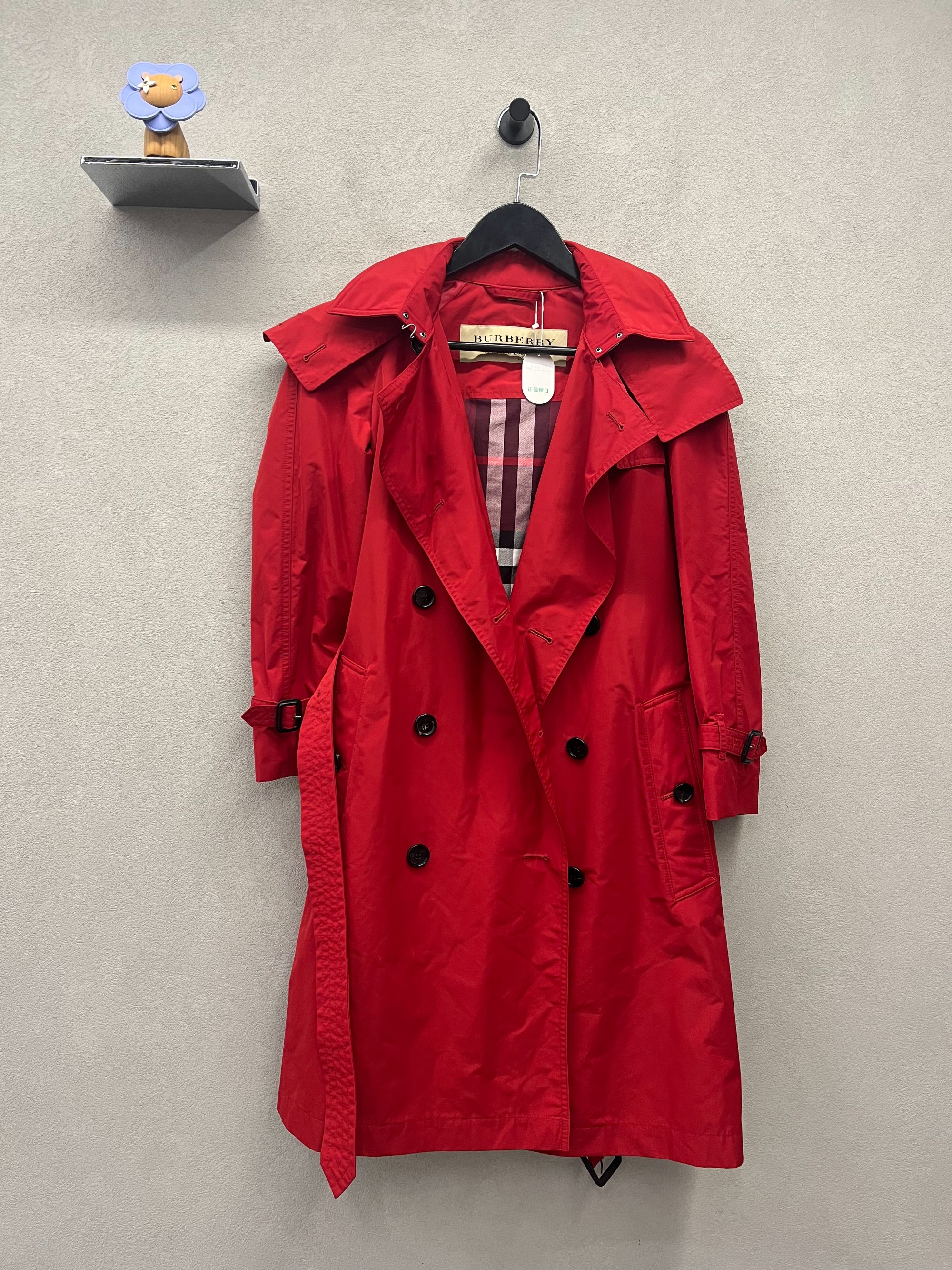 99新 BURBERRY/博柏利 红色风衣/34码/FH002173