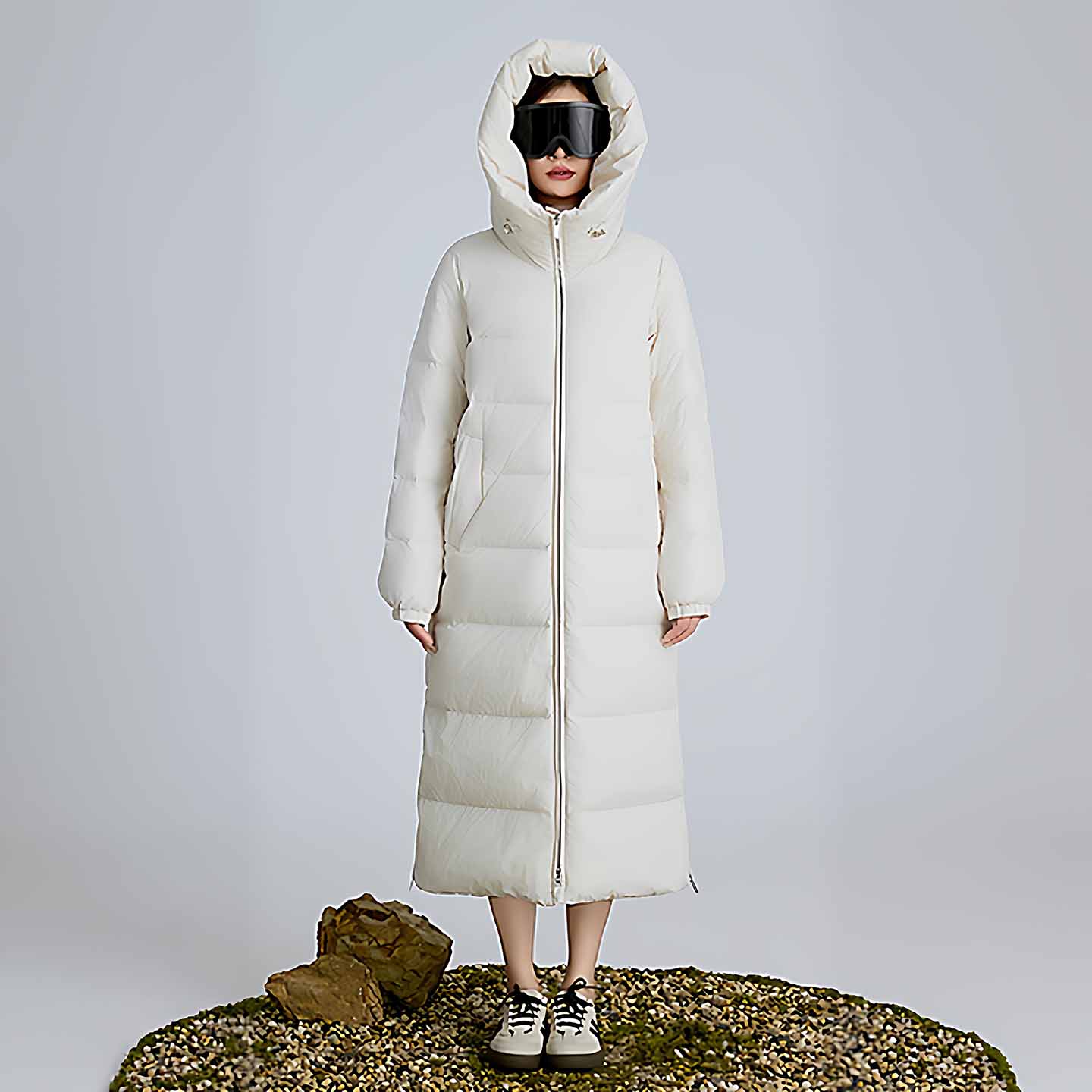 长款连帽鹅绒2025高端90%绒侧边有开叉江西共青城羽绒服