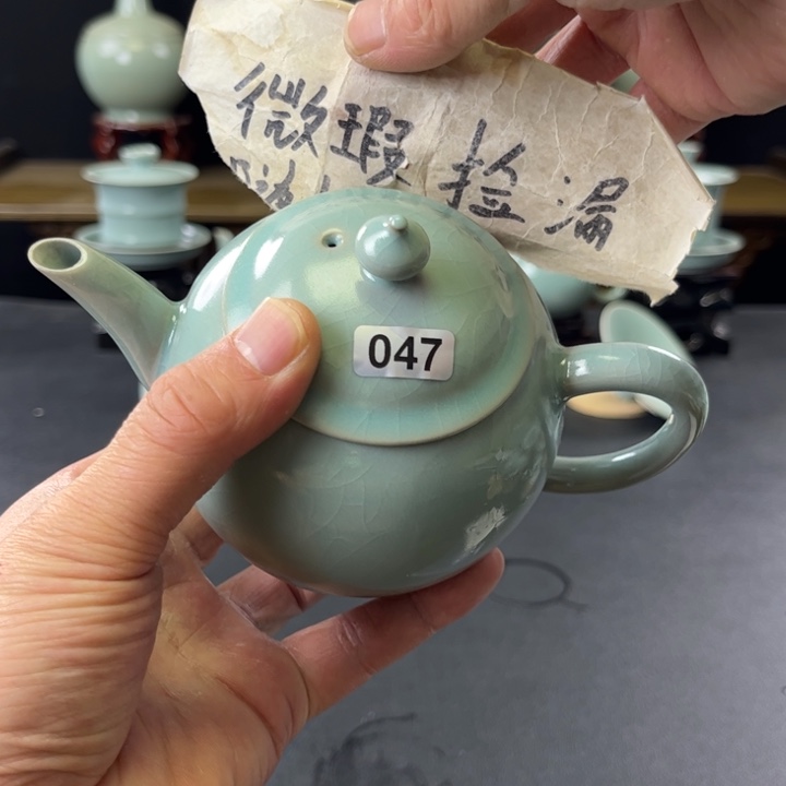 杯仿古釉汝官窑官帽壶047号微瑕捡漏