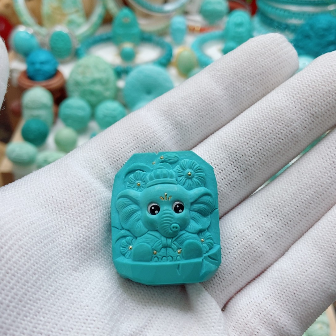 绿松石未镶嵌象神