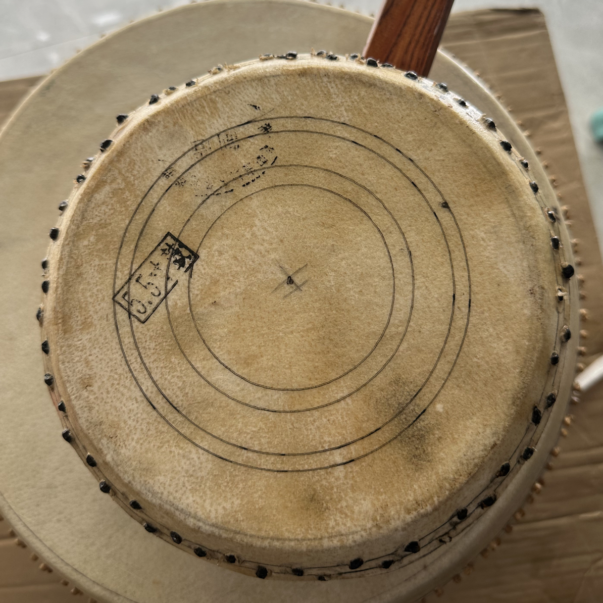 5.5寸手工原木牛皮高音竹钉鼓民间乐器适用于红白喜事