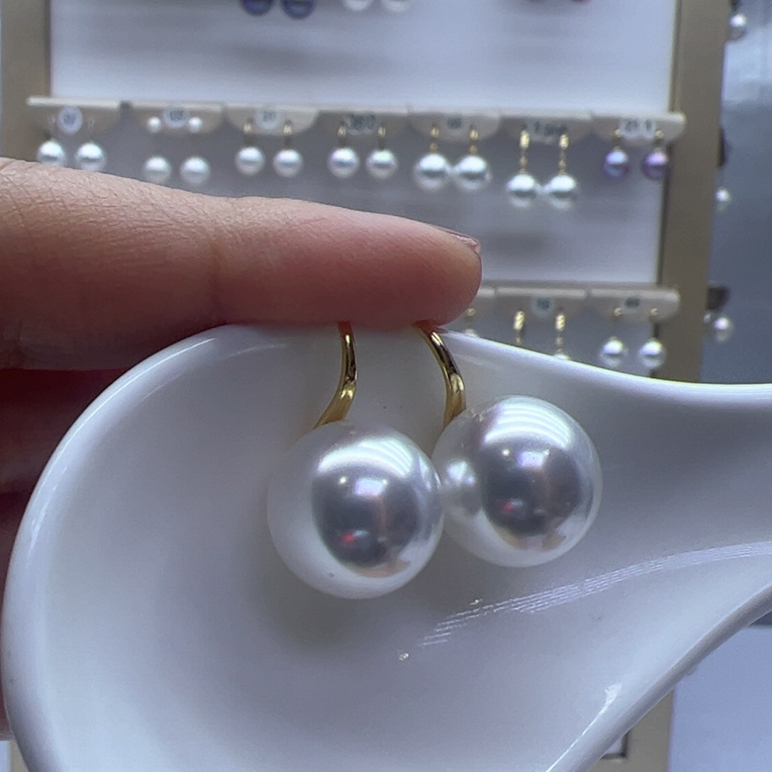 淡水珍珠耳饰18K金镶嵌