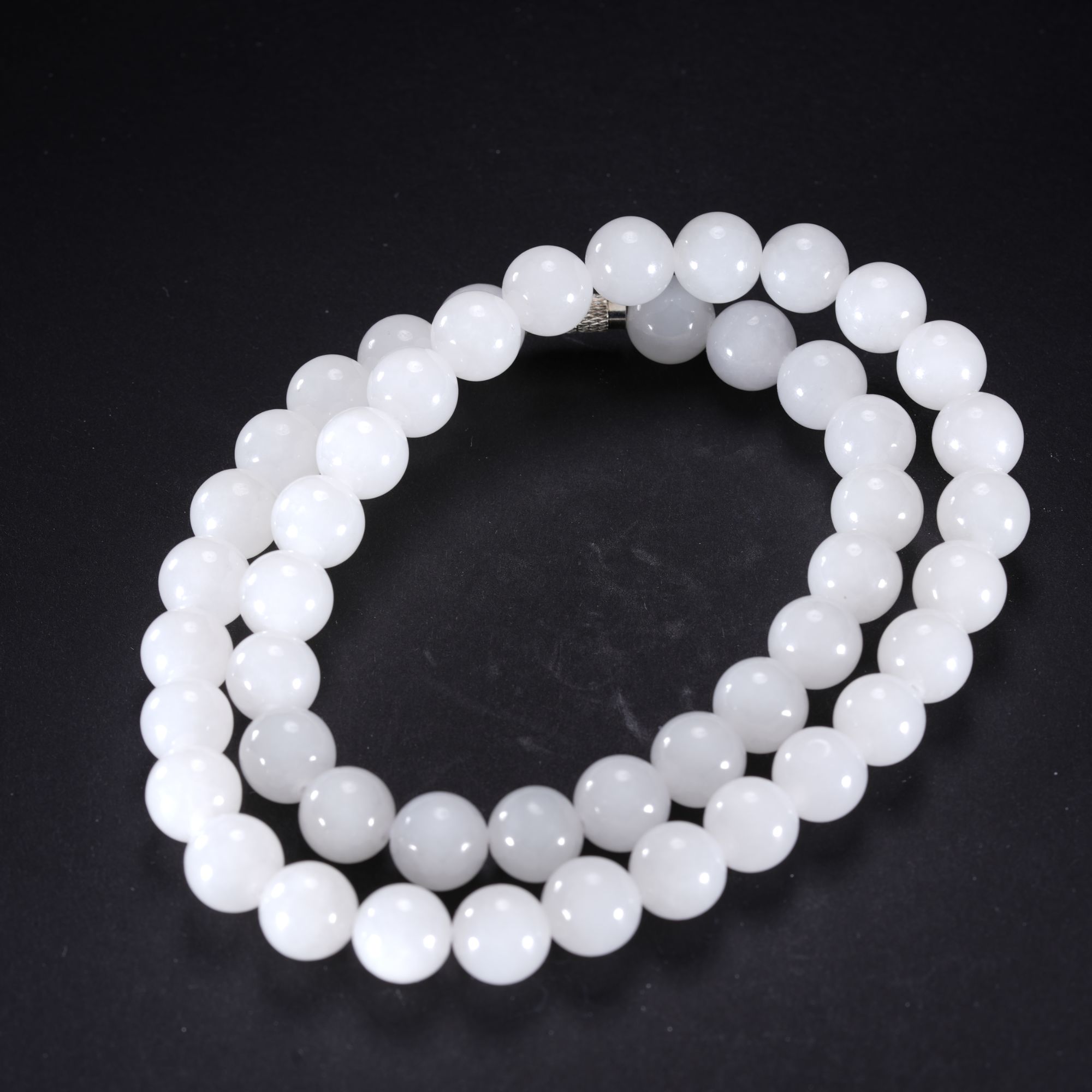 HTY12-10臻选.和田白玉珠串【玉石拍卖】