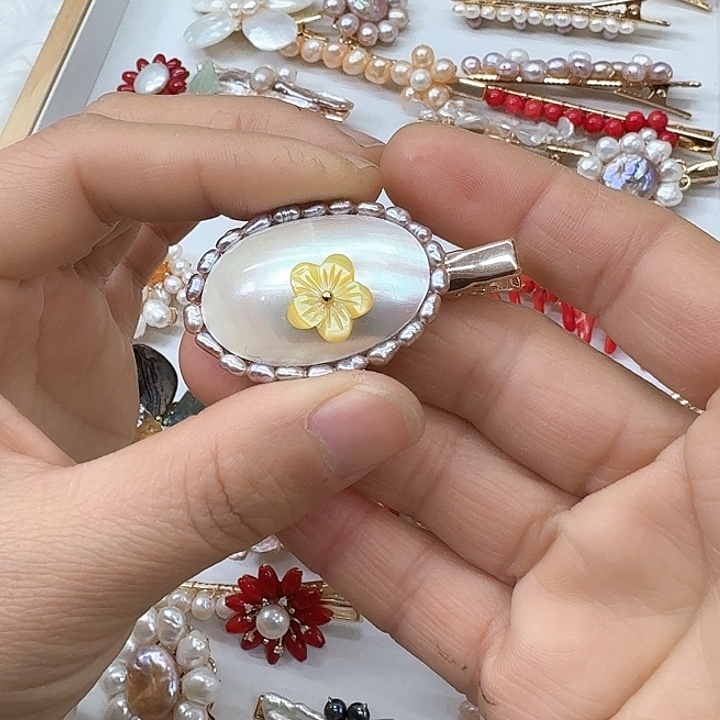 淡水珍珠发饰银S925镶嵌
