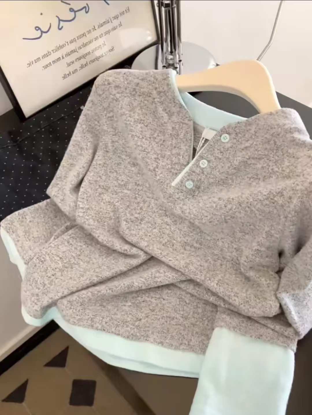  “暖意绒绒“秋冬季韩系假两件长袖小设计款女