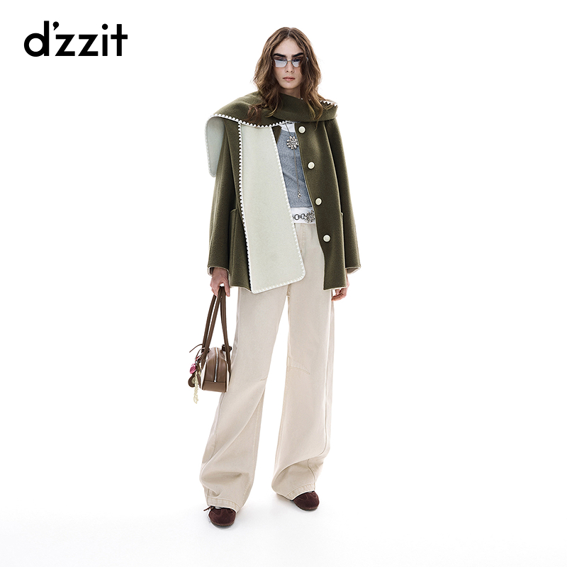 【商场同款】dzzit地素毛呢外套25冬绵羊毛双面呢大衣女3J4G2031Q