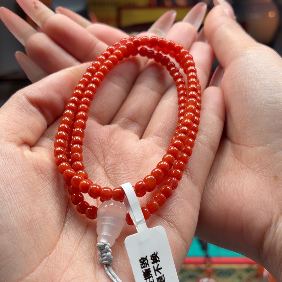 南红玛瑙未镶嵌多圈原矿保山南红冷水河柿子红多圈卡4+