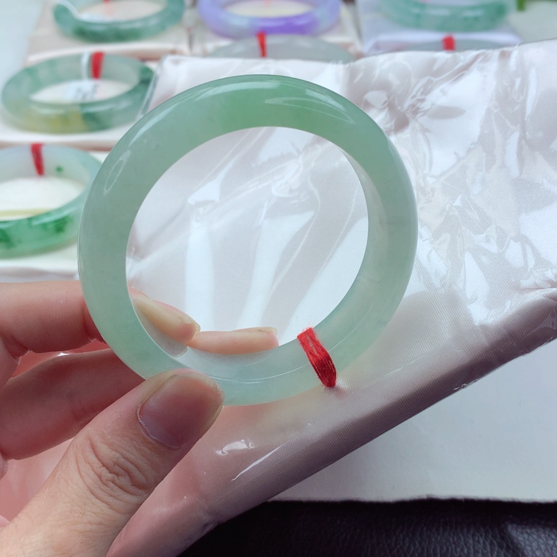 翡翠手镯未镶嵌焦***朵54.8