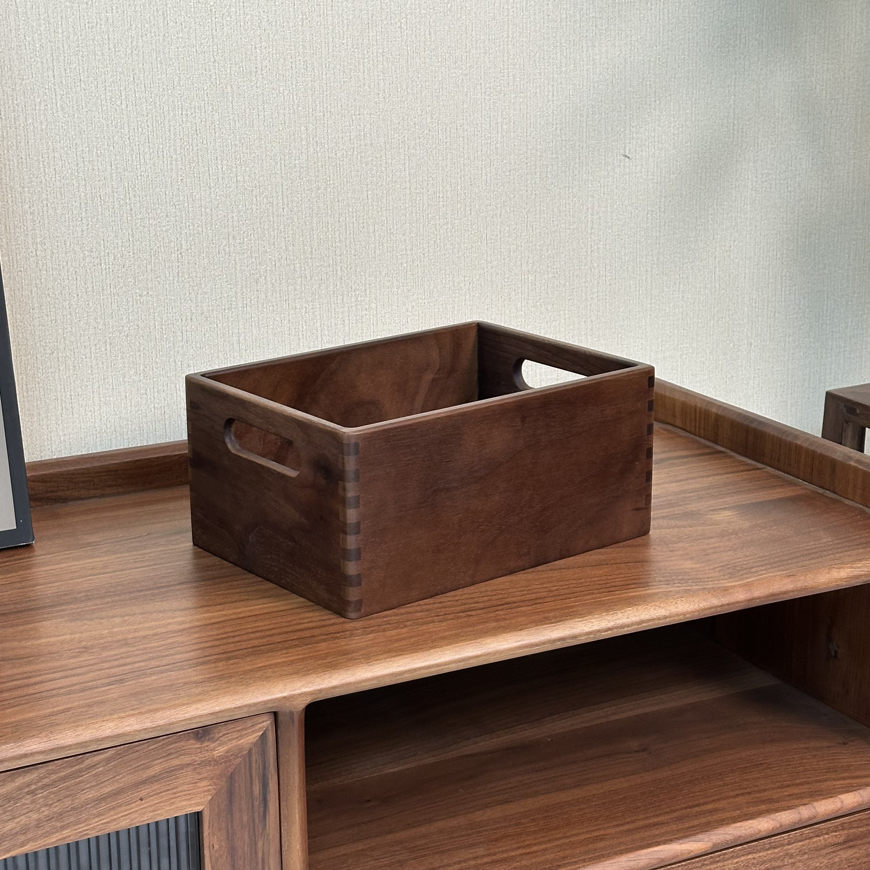 北美黑胡桃木桌面收纳盒传统燕尾榫零食盒客厅化妆品储物盒小盒子