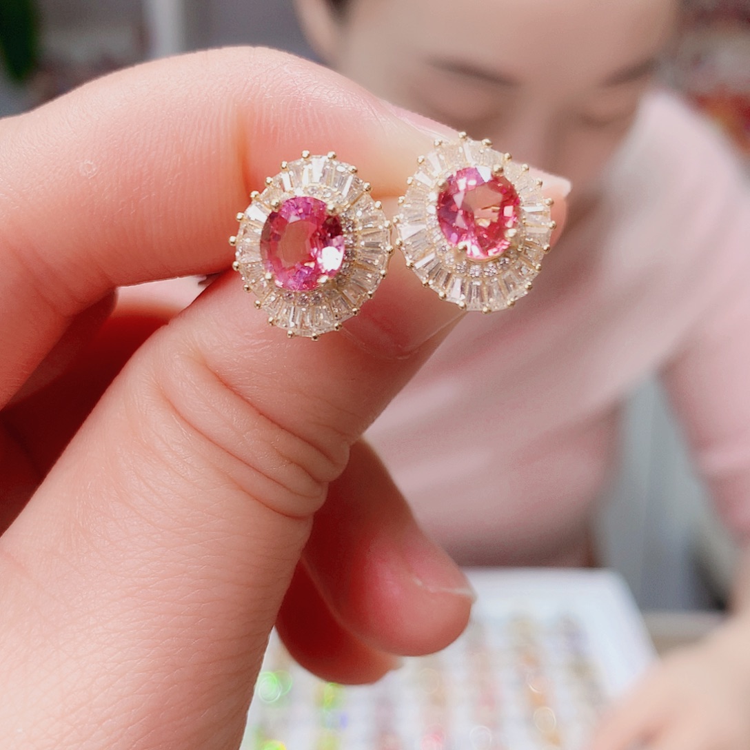 银S925镶嵌耳饰碧玺