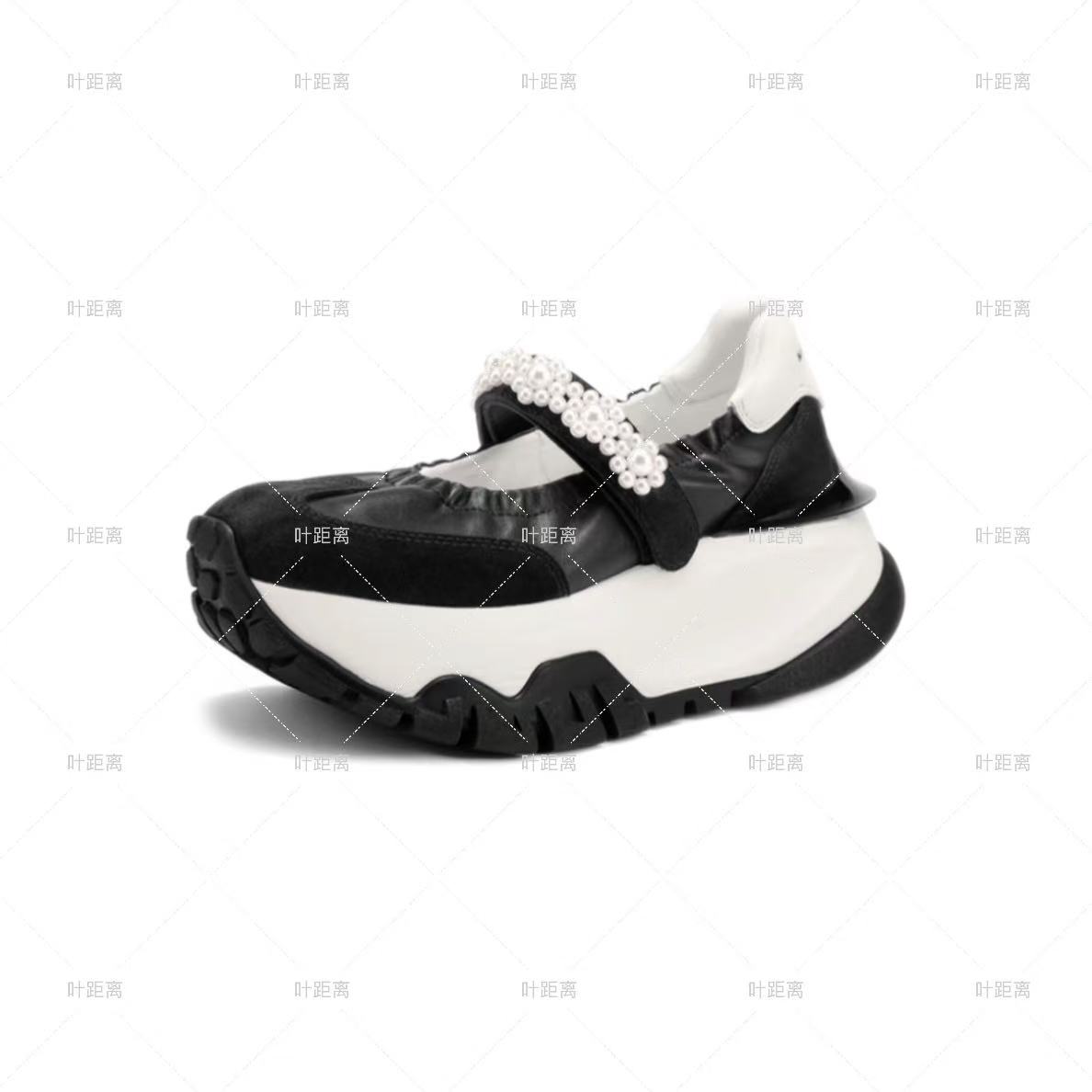 【增高8CM】叶距离25年真皮玛丽珍鞋珍珠系带显脚小休闲鞋小个子入