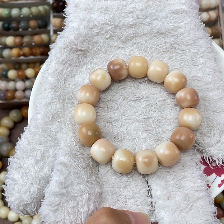 菩提根/象牙果手串卡14干磨骨瓷料桶珠