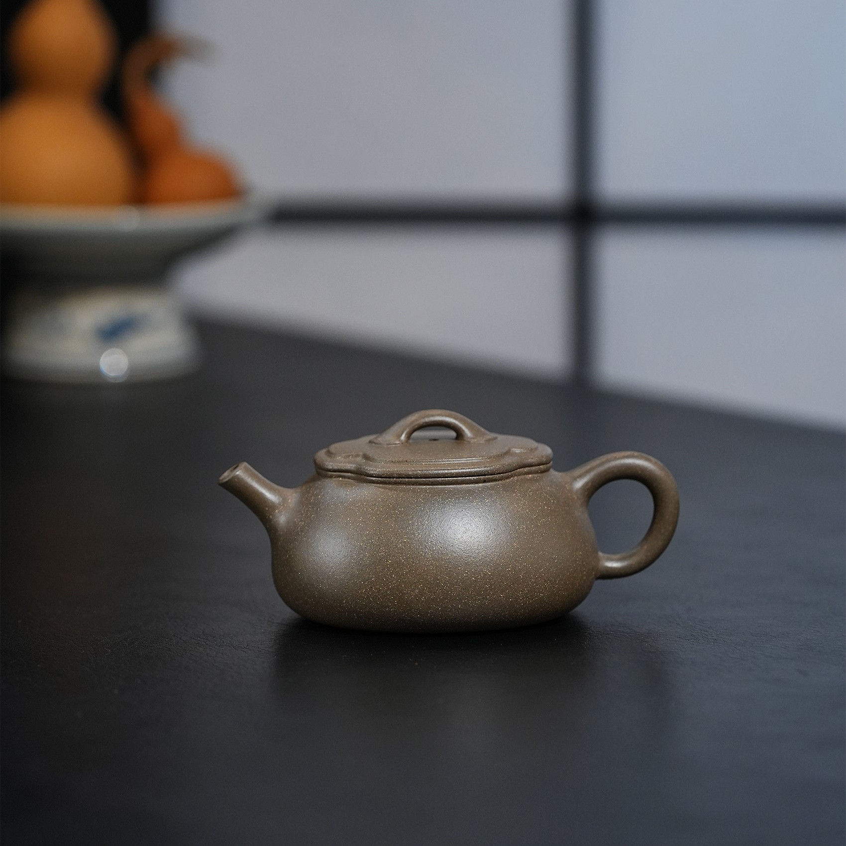 【顶蜀】探春庭紫砂壶松华青段160cc牛盖茶壶茶具