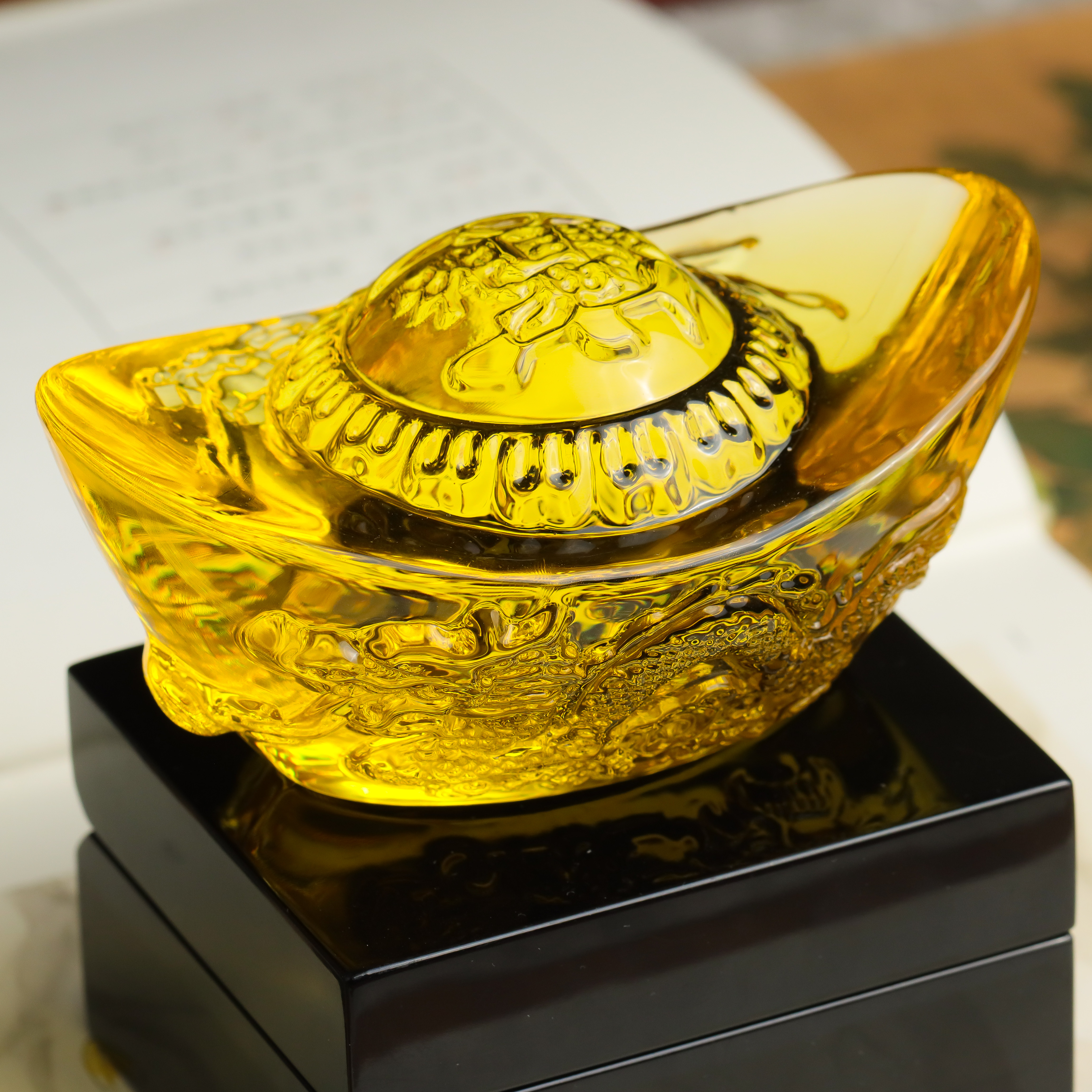 琉璃水晶大元宝摆件