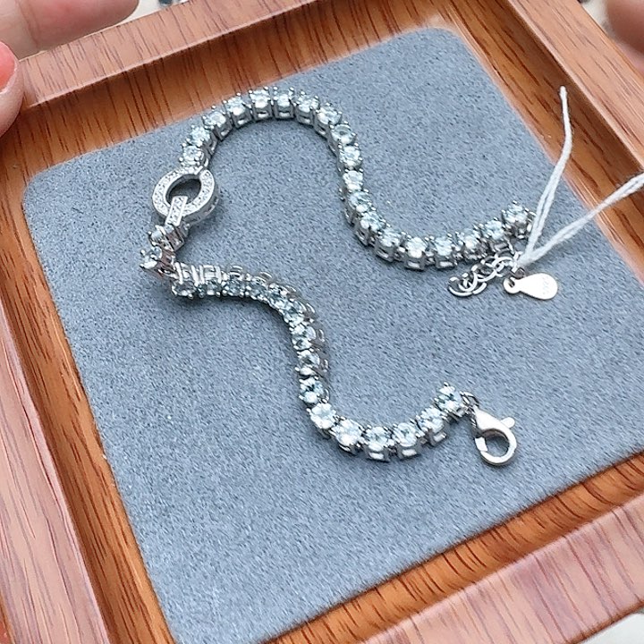 海蓝宝石手链银S925镶嵌手链