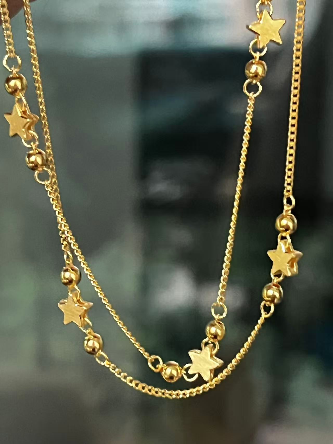 足金999双层星星手链5G工艺