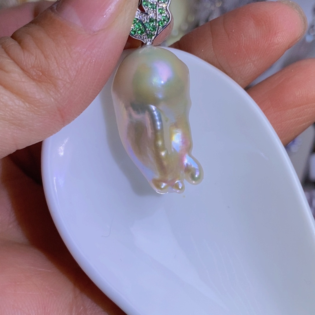 银S925镶嵌天然淡水珍珠淡水珍珠