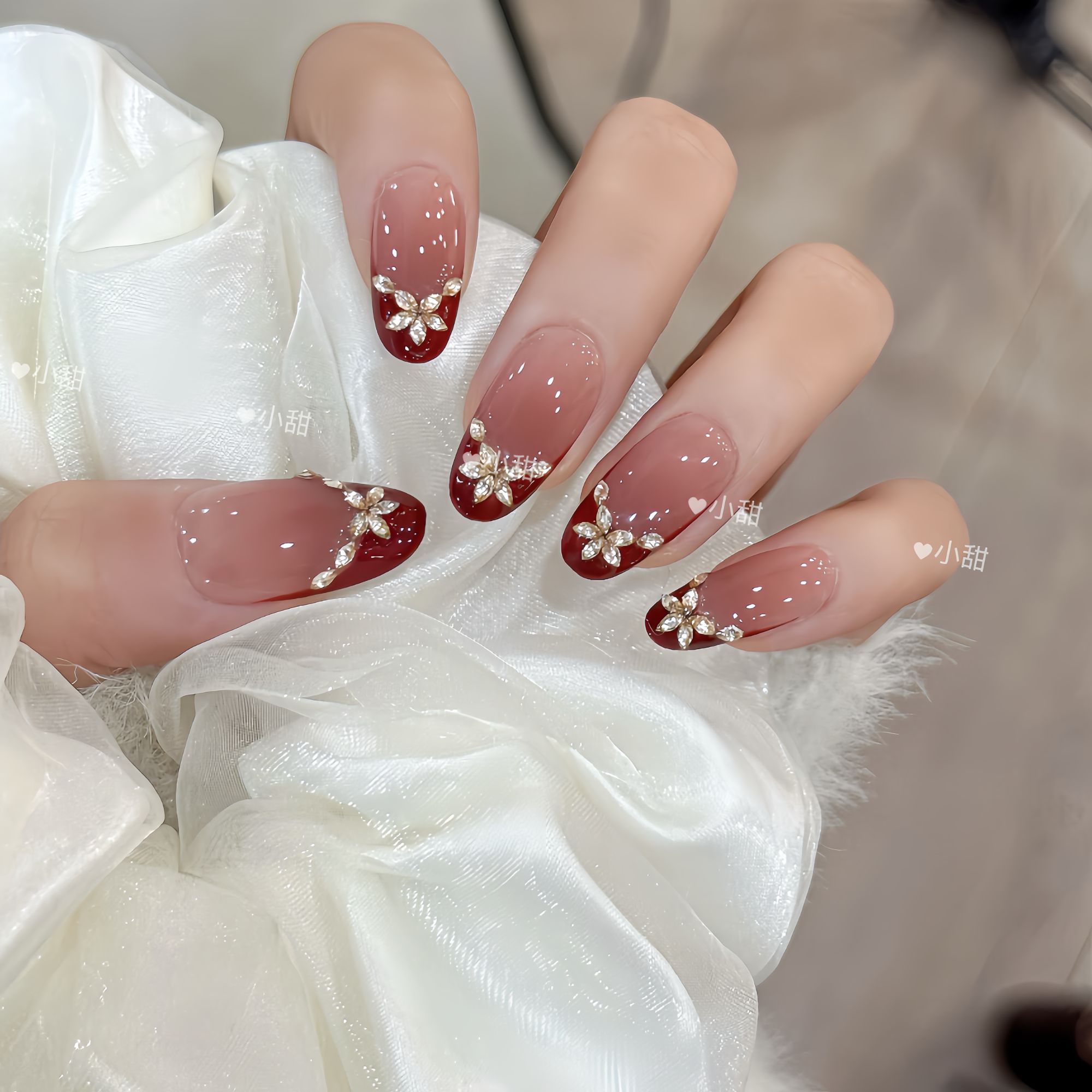 【石榴裙】精致猫眼纯手工穿戴甲