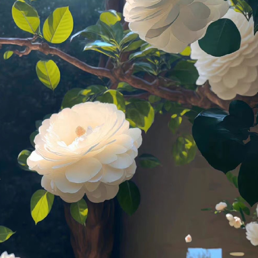 东方亮白色茶花盆栽树苗水晶白花卉四季好养易活庭院大型绿植