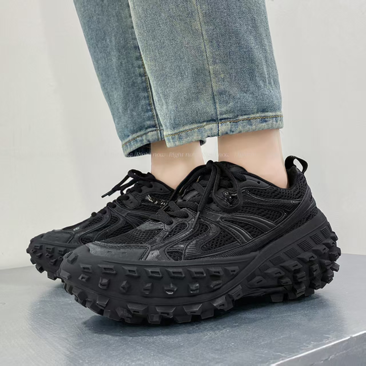 明星同款轮胎底老爹鞋男女款厚底增高炸街小众设计款百搭休闲鞋潮