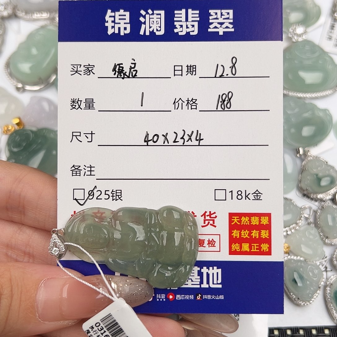 缘***启翡翠银S925镶嵌颈饰