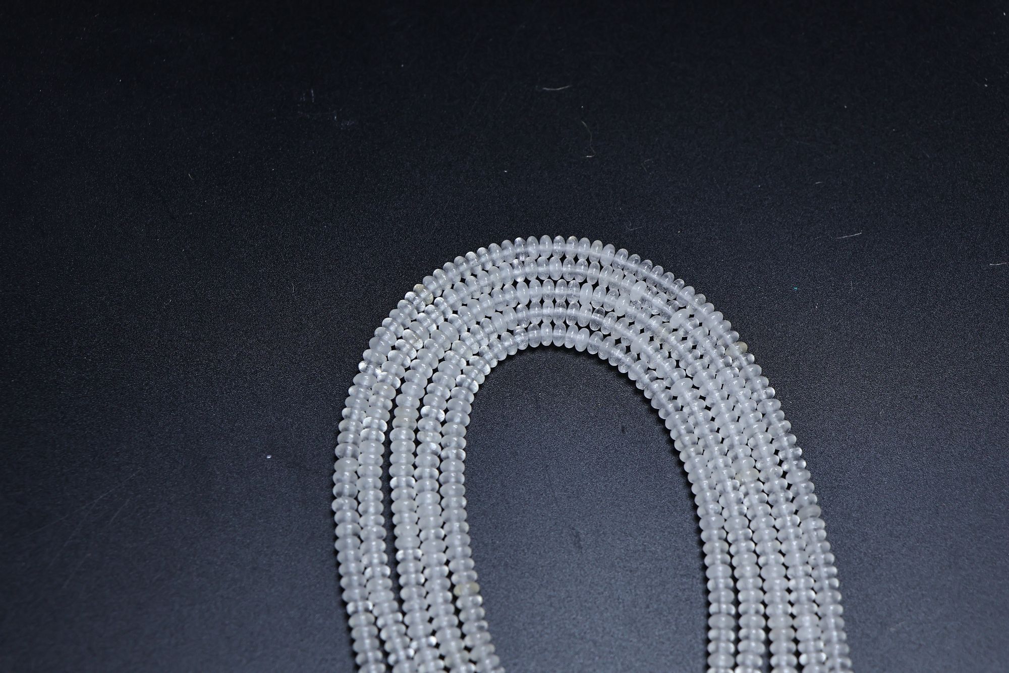 天然4mm左右带棉白水晶算盘珠长度38cm左右散珠半成品可DIY当配珠