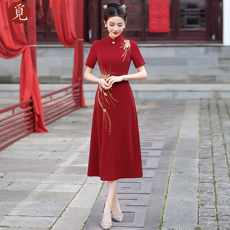 喜婆婆婚宴装年轻高贵妈妈婚礼礼服2025夏季新款结婚旗袍平时可穿
