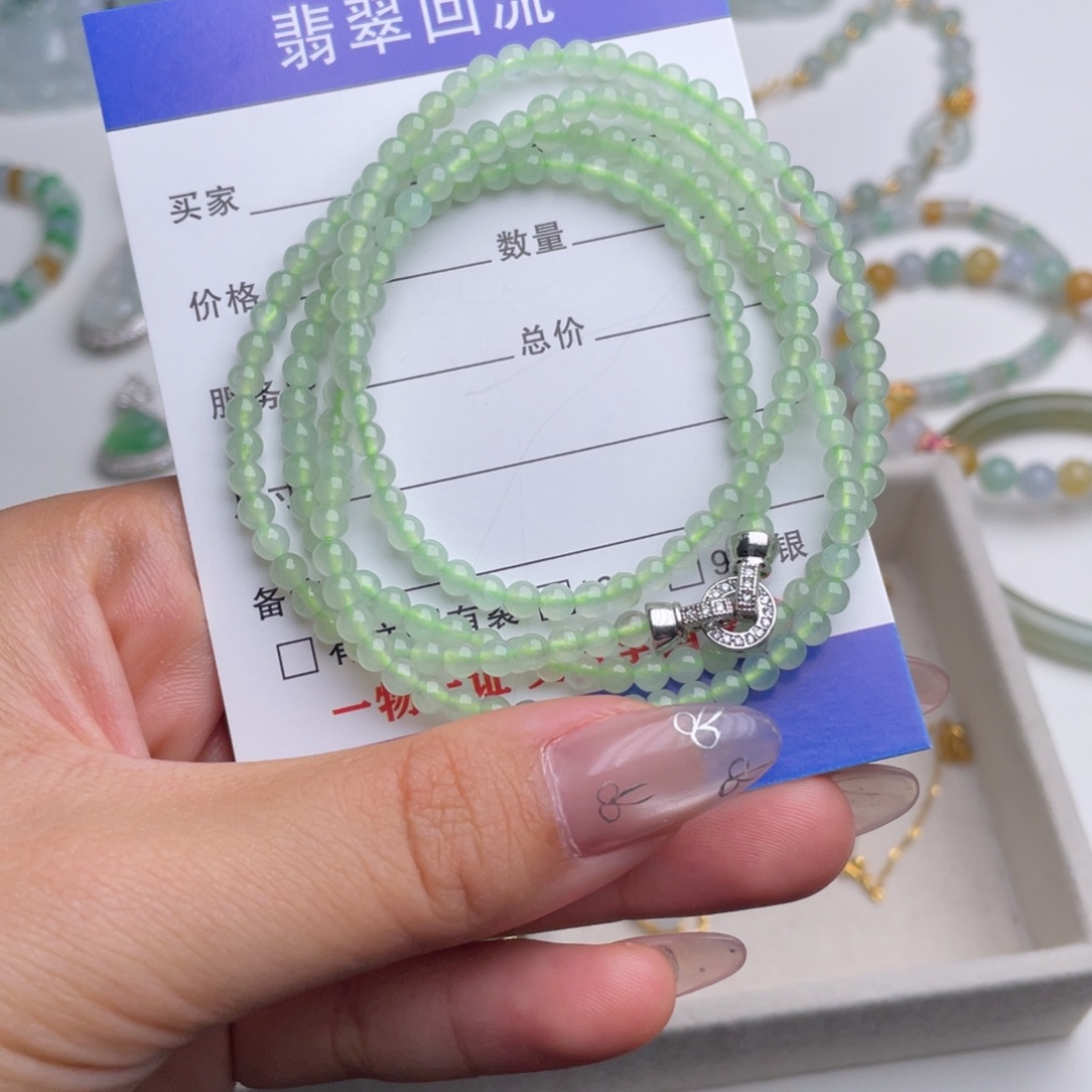 翡翠未镶嵌颈饰天然A货缅甸翡翠手串