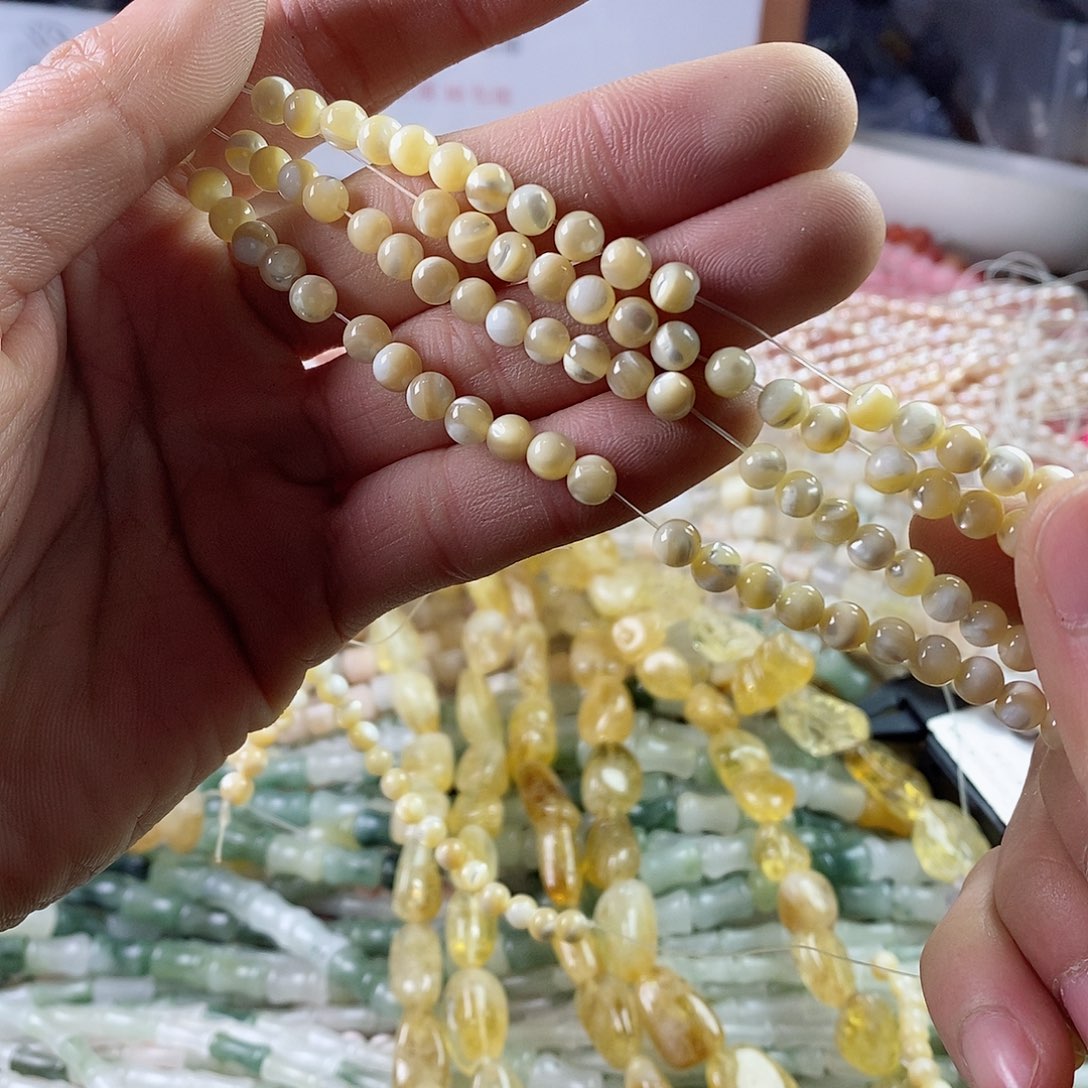 玛瑙/玉髓珠宝半成品合金一条天然5mm深海贝壳马蹄螺圆珠