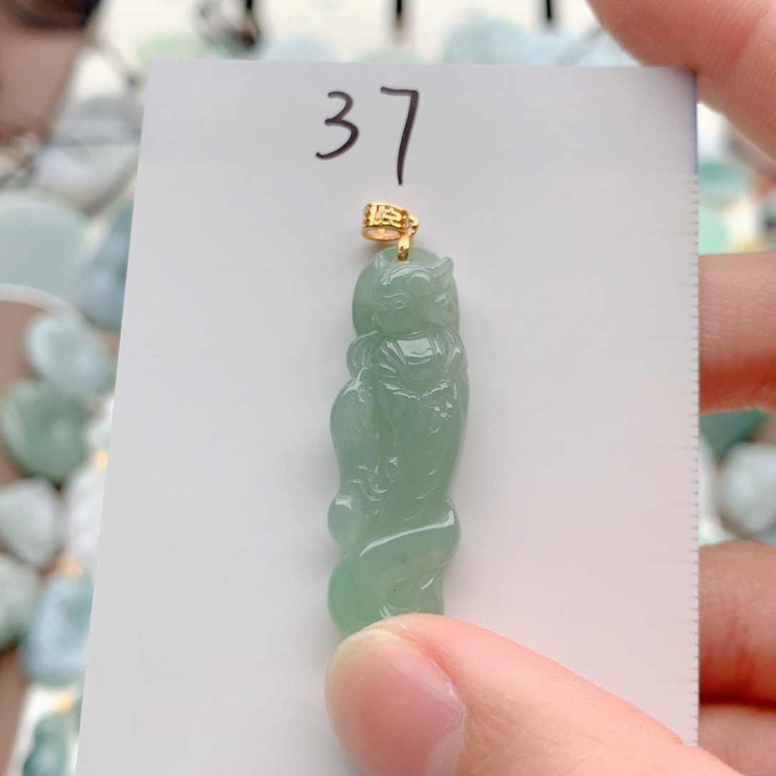 翡翠银S925镀金镶嵌颈饰吊坠