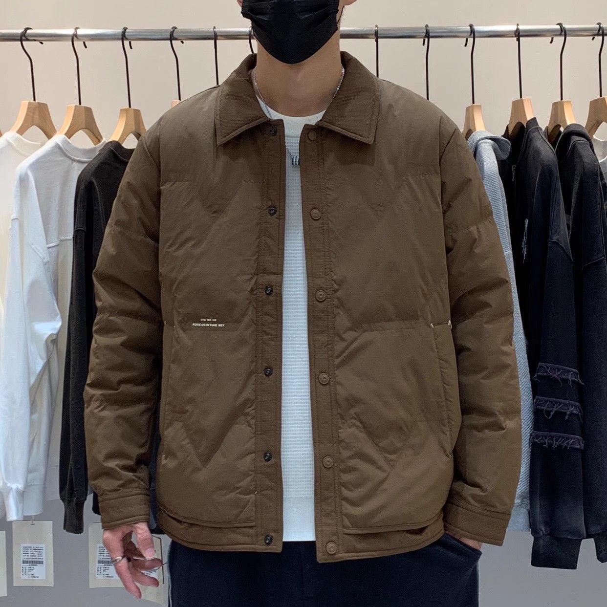 【石头清货价】冬季轻薄保暖防寒羽服休闲男士短款潮流翻领外套9910