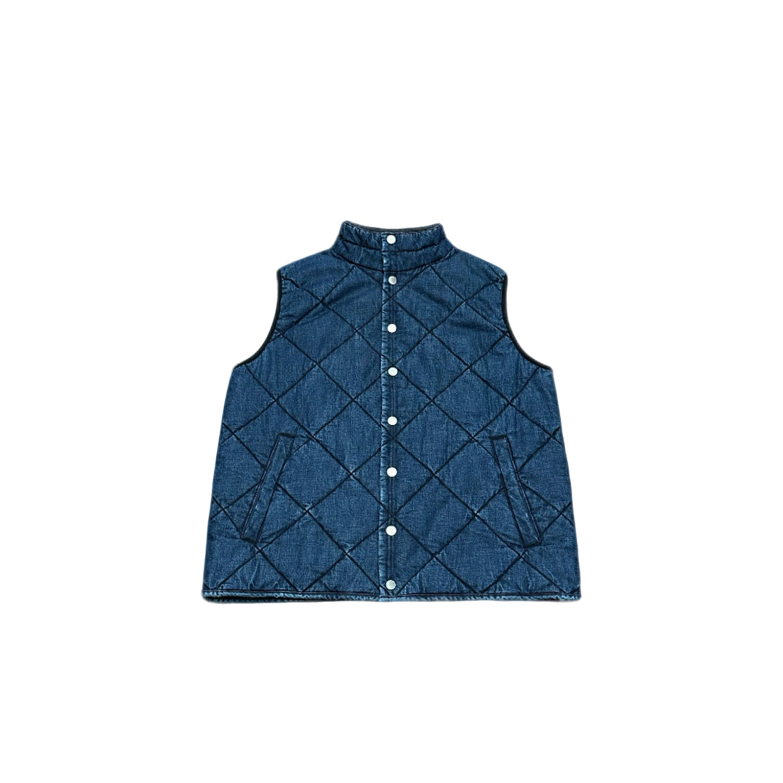 【DDAAN丹姐】水洗做旧牛仔菱格双面穿棉服大马甲外套格纹YQC000041