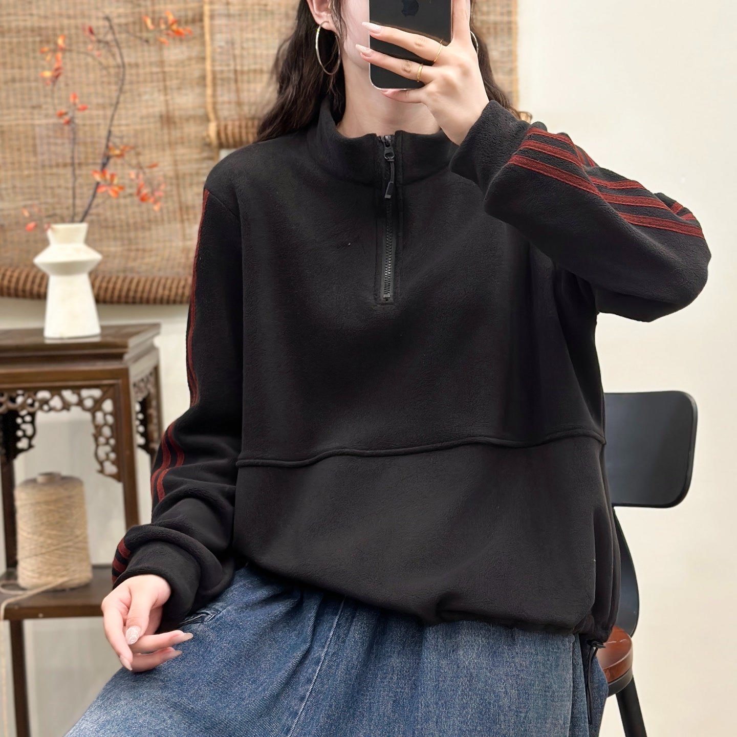 17035新款秋冬加绒休闲减龄宽松显瘦百搭长袖卫衣